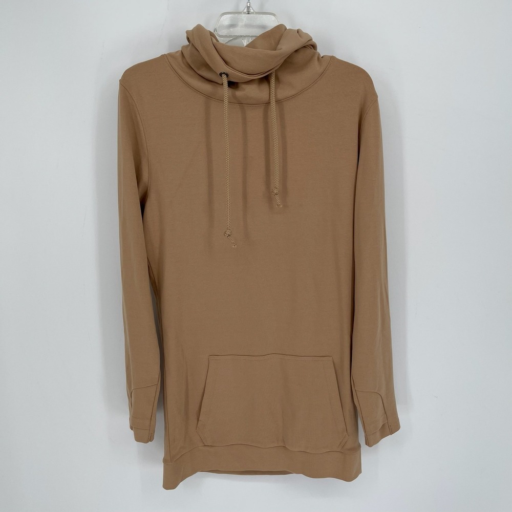 Lily & Lottie Women's Tan Cowl Neck Thumbhole Pullover Hoodie Sweatshirt Size L